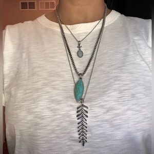 Vintage Silver and Turquoise Layered Necklace Set